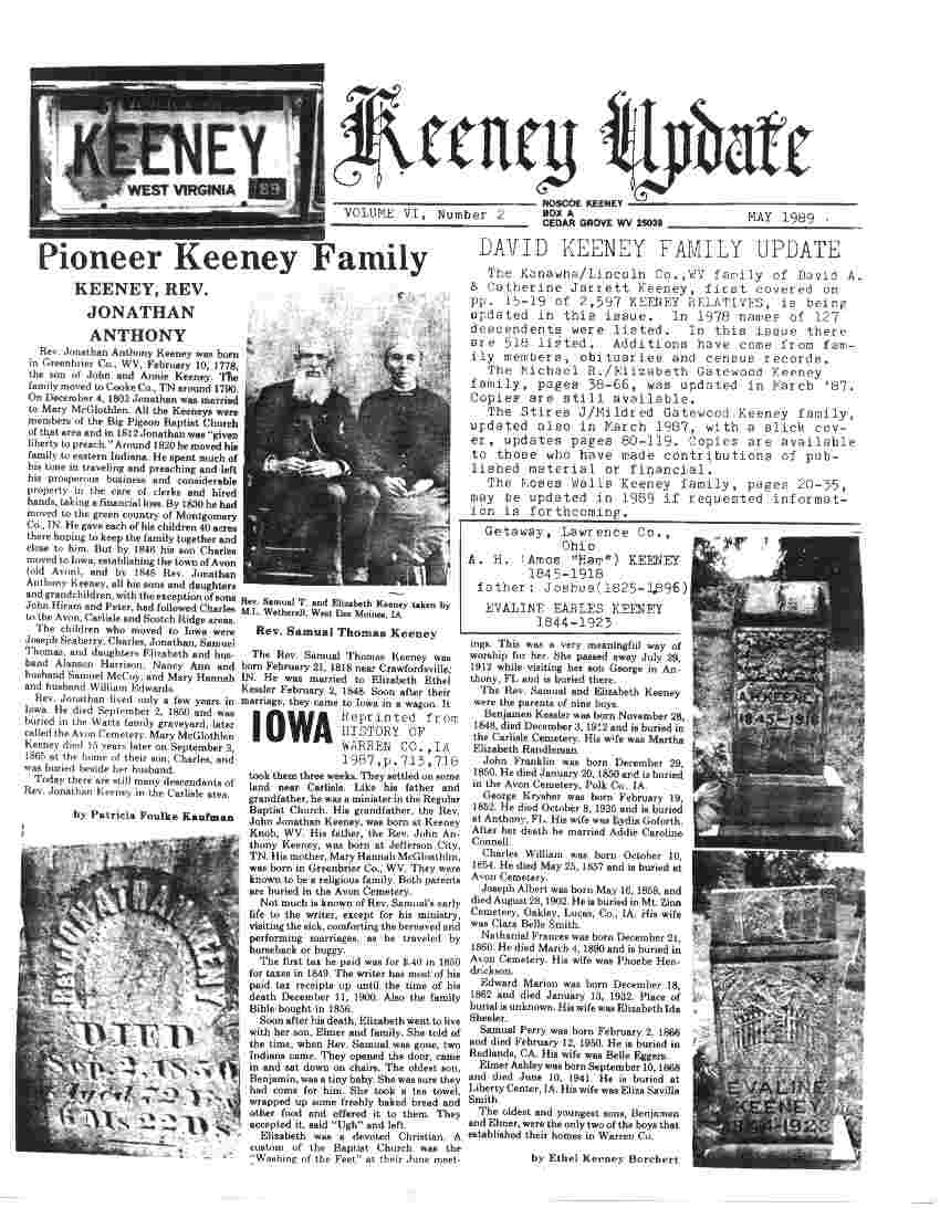 Keeney UpDate May 1989